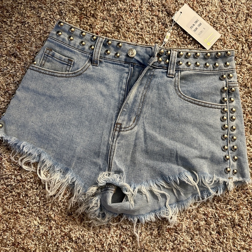 High waisted Studded jean shorts from online Facebook boutique